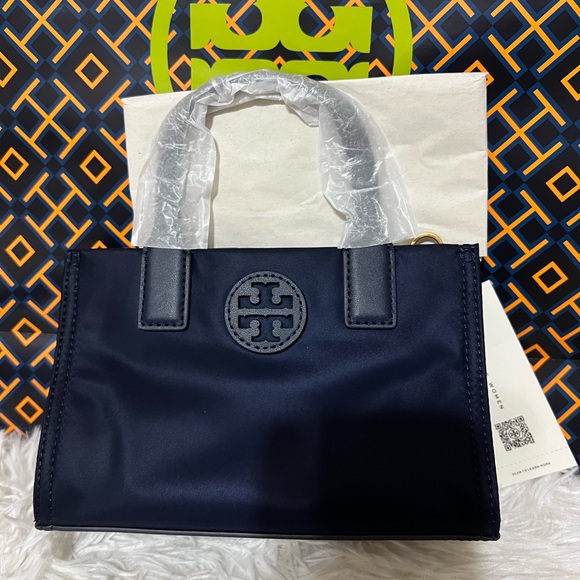 NWT Authentic Tory Burch Navy EllaNylon Mini Tote - Picture 3 of 5